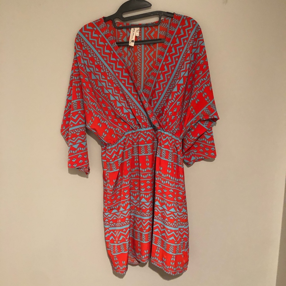 Turquoise Orange Aztec Dress